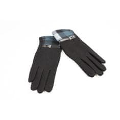 Flamenco Mystique Tople Rokavice z Dekorativno Sponko in Karirastim Vzorem, Velikost M, Material: Poliester-Bombaž-Elastan