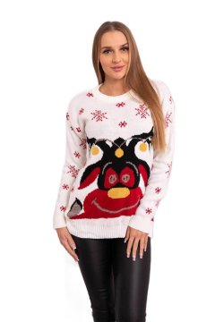 shumee Ecru božični pulover z jelenčki