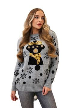 shumee Siv božični pulover z medvedkom