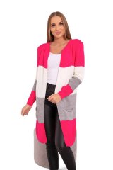 shumee Pulover s črtasto jopico v barvi maline+ecru