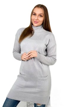 shumee Svetlo siv pulover s stoječim ovratnikom