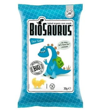 shumee Biosaurus koruzni čips z morsko soljo brez glutena, organski 30 g