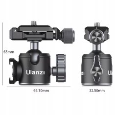 shumee Mn 3D kroglična glava z nosilnostjo 10 kg in 1/4'' navojem Ulanz U-80L za stativ