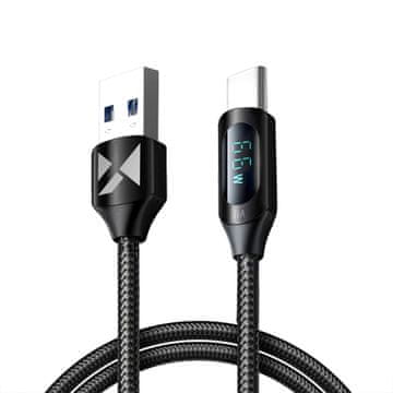 shumee Wozinsky WUACC1 USB A - USB C kabel z zaslonom 66W 6A 1m - črn