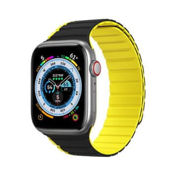 shumee Magnetni Apple Watch SE, 9, 8, 7, 6, 5, 4, 3, 2, 1 (41, 40, 38 mm) pašček Dux Ducis (različica LD) - črno-rumen