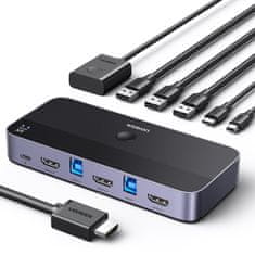 shumee Ugreen CM664 HDMI stikalo 2-v-1 KVM stikalo - črno