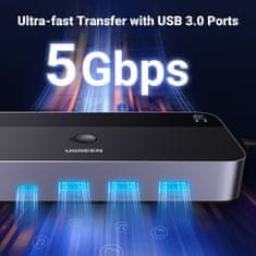 shumee Ugreen CM664 HDMI stikalo 2-v-1 KVM stikalo - črno