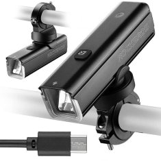 shumee Rockbros 24610002001 Sprednja luč za kolo 1000 lm + USB-C - kabel USB-A - črna