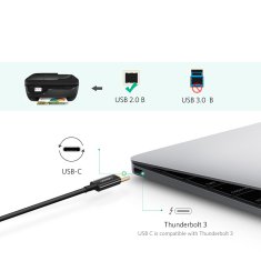 shumee Ugreen US241 USB-C 2.0 - USB-B kabel 1 m - črn