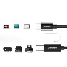shumee Ugreen US241 USB-C 2.0 - USB-B kabel 1 m - črn