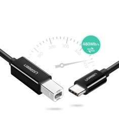 shumee Ugreen US241 USB-C 2.0 - USB-B kabel 1 m - črn