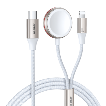 shumee Joyroom 2 v 1 lightning kabel in brezžični polnilec za Apple Watch 1.5m bel (S-IW012)