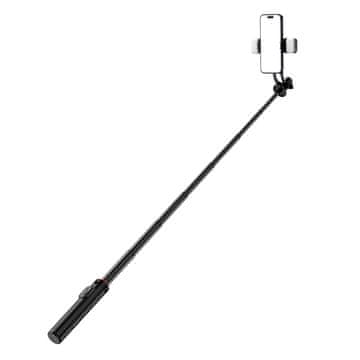 shumee Selfie stick WC12YDS 1,3 m teleskopski stativ iz aluminijeve zlitine z dvojno svetilko in držalom za telefon - črn