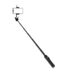 shumee Selfie stick WC12YDS 1,3 m teleskopski stativ iz aluminijeve zlitine z dvojno svetilko in držalom za telefon - črn