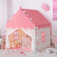 shumee OTROŠKA HIŠICA ŠOTOR GRAD PALAČA ZA SOBO VRTNA HIŠICA + ROZA LED LUČKE