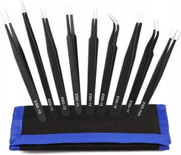shumee KOMPLET KOVINSKIH PRECIZNIH PINCETA, 9-DELNI