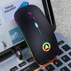 shumee BREZŽIČNA MIŠKA OPTIČNA TANKA LED TIHA BREZ KLIKA 1600 dpi