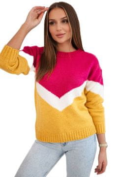 shumee Pulover z geometrijskim vzorcem v barvi fuksije in gorčice