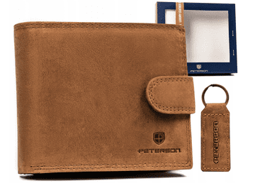 shumee Darilni komplet: Moška usnjena denarnica in obesek za ključe - Peterson