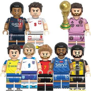 shumee Soccer Aces - Namizni nogomet Mbappe Lewandowski Messi Ronaldo Benzema Bruyne Neymar Kane - figurice kocke 8 kosov