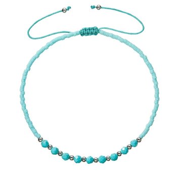 Evolution Group Tekstilna zapestnica s turkiznimi perlicami Miyuki 13037.3 turkizna