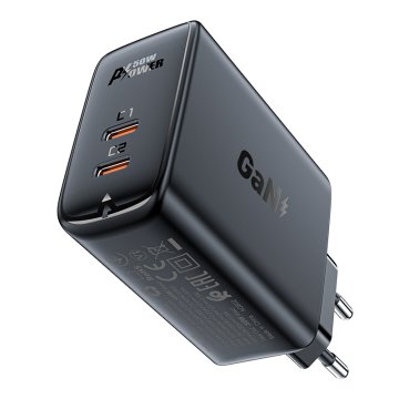 shumee Acefast A29 PD50W GaN (USB-C+USB-C) dvojni polnilec črn
