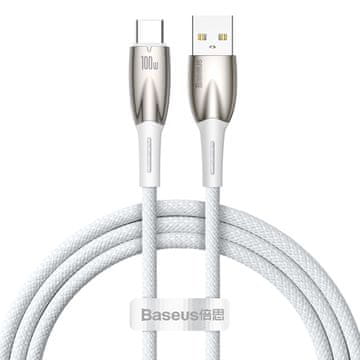 shumee Baseus Glimmer Series Fast Charging Cable USB-A - USB-C 100W 480Mb/s 1m Bel