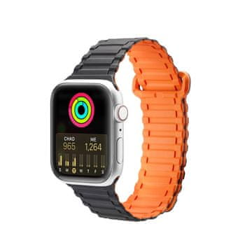 shumee Dux Ducis Strap (Armor Version) za Apple Watch SE/9/8/7/6/5/4/3/2/1 (41/40/38mm) Magnetic - črno-oranžna