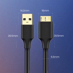 shumee Ugreen US130 10841 USB-A 3.0 - mikro USB-B kabel 1m - črn