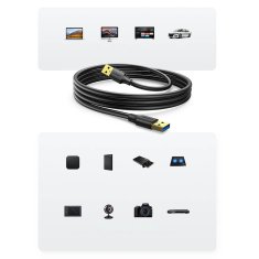shumee Ugreen US128 10369 USB-A 3.0 / USB-A 3.0 5Gb/s kabel 0,5 m - črn