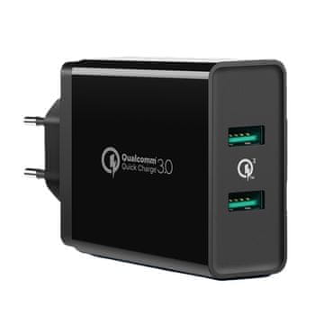 shumee Ugreen 2xUSB-A 36W QC3.0 stenski polnilec črn (CD161)
