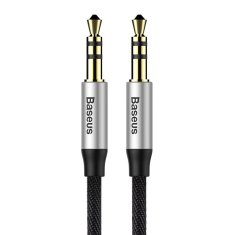 shumee Stereo avdio kabel Baseus Yiven M30 AUX 3,5 mm moški mini vtičnica 1 m srebrno-črna (CAM30-BS1)