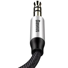 shumee Stereo avdio kabel Baseus Yiven M30 AUX 3,5 mm moški mini vtičnica 1 m srebrno-črna (CAM30-BS1)