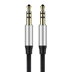 shumee Stereo avdio kabel Baseus Yiven M30 AUX 3,5 mm moški mini vtičnica 1 m srebrno-črna (CAM30-BS1)