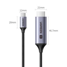 shumee USB C - HDMI 2.1 kabel 8K 60Hz 1,5 m Ugreen CM565 - siv