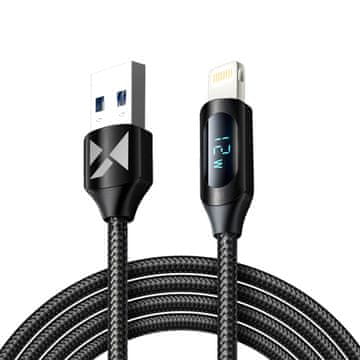 shumee Wozinsky WUALC2 USB-A na Lightning kabel z LED zaslonom 2.4A 2m - črn