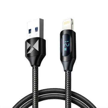 shumee Wozinsky WUALC1 USB-A na Lightning kabel z LED zaslonom 2.4A 1m - črn