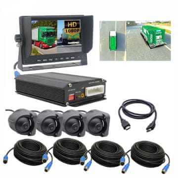 shumee 360-stopinjski AHD vizijski komplet s 7-palčnim HDMI monitorjem za avtobuse, smetarska vozila in viličarje