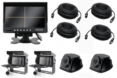 shumee 7-palčni QUAD monitor + 2 kameri za vzvratno vožnjo + 2 stranski kameri + 2x3m + 10m + 15m