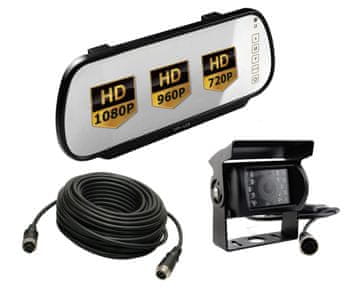 shumee Avtomobilski monitor z ogledalom AHD LCD 7 palcev za 2 kameri 4-PIN 12V/24V kamera za vzvratno vožnjo AHD 1080P TOVORNJAK 10-metrski 4-PIN kabel