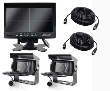 shumee 7-palčni QUAD monitor + 2 kameri + 10 m + 15 m