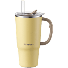 shumee BUYDEEM 700ml termo skodelica s slamico, model DS57, mehko rumena