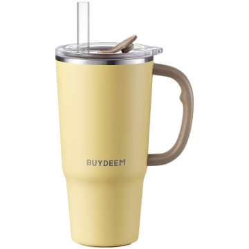 shumee BUYDEEM 700ml termo skodelica s slamico, model DS57, mehko rumena