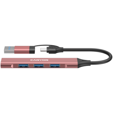 shumee CANYON HUB DS-02 4 v 1 USB-A/C roza
