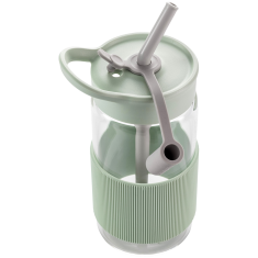 shumee BUYDEEM 500 ml steklena steklenica s slamico, model CD1017, prijetno zelenkasta barva