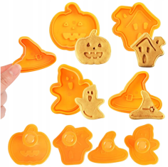Korbi Halloween modelčki za piškote – buča, hiška, duh & čarovniški klobuk (4-delni set)