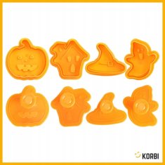 Korbi Halloween modelčki za piškote – buča, hiška, duh & čarovniški klobuk (4-delni set)
