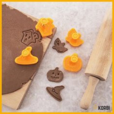 Korbi Halloween modelčki za piškote – buča, hiška, duh & čarovniški klobuk (4-delni set)