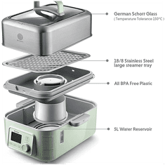 shumee BUYDEEM Parowar 10L, model G564+A501, barva Cozy Greenish EU