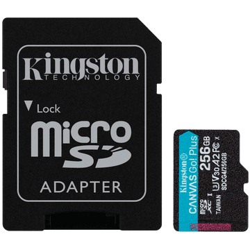 shumee Pomnilniška kartica Kingston Canvas Go Plus Gen4 256GB 200MB/s A2 U3 V30 microSDXC + adapter